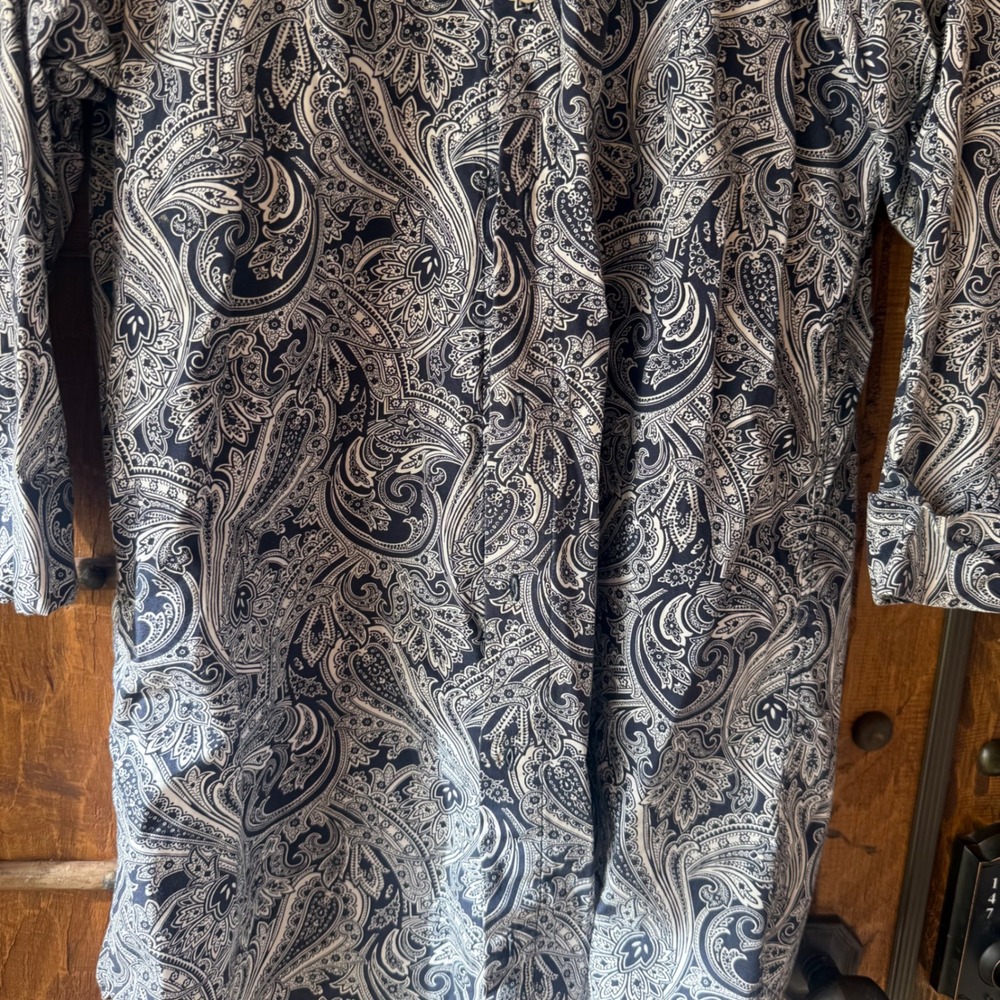 Lauren Ralph Lauren Paisley Button Down Womens XS Navy Long Sleeve Cotton Formal - Picture 3 of 10